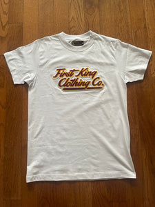 First King Clothing burgundy and gold patched t shirt