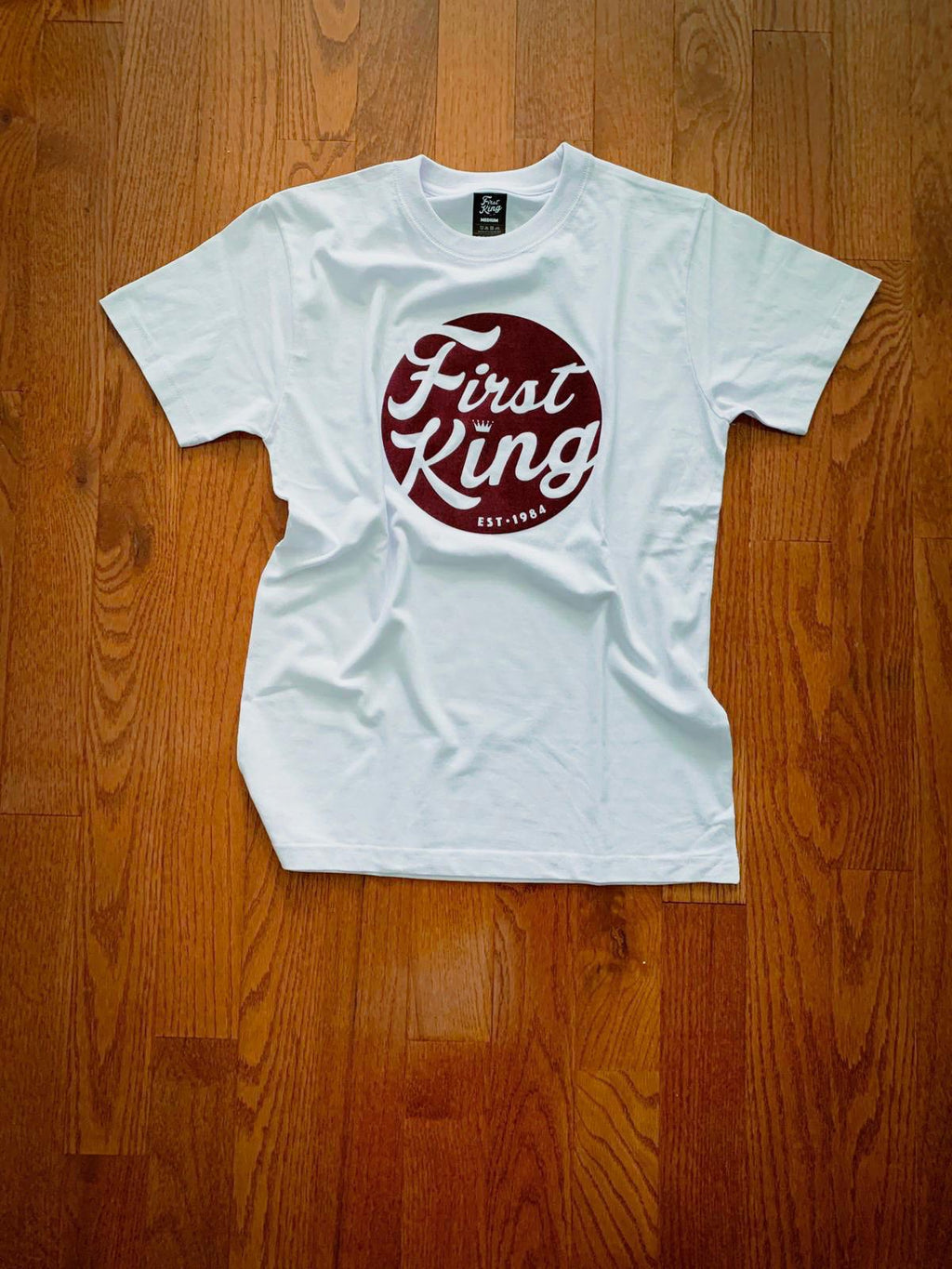 White And Burgundy First King T-Shirt