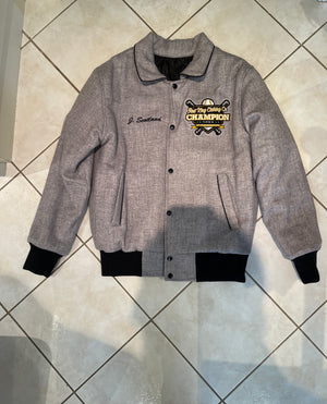 First King Clothing Co Custom Varsity Jacket Grey