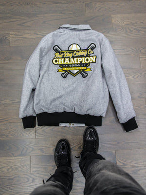 First King Clothing Co Custom Varsity Jacket Grey